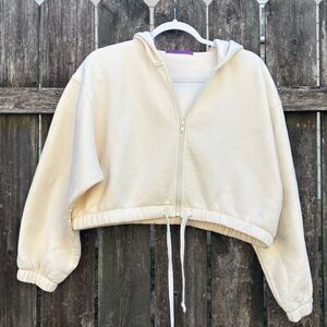 Jac Parker‎ Pale Yellow Cropped Zipped Hoodie Small